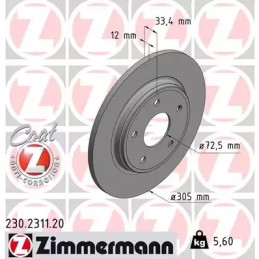 Stabdžių diskas  ZIMMERMANN 230.2311.20