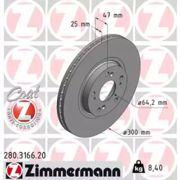 Stabdžių diskas  ZIMMERMANN 280.3166.20