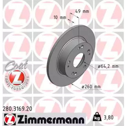 Stabdžių diskas  ZIMMERMANN 280.3169.20