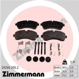 Diskinių stabdžių trinkelių rinkinys  ZIMMERMANN 29200.205.2