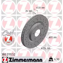 Stabdžių diskas  ZIMMERMANN 380.2111.52