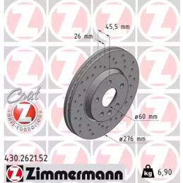 Stabdžių diskas  ZIMMERMANN 430.2621.52