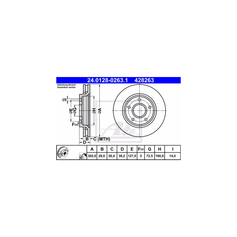 Stabdžių diskas  ATE 24.0128-0263.1