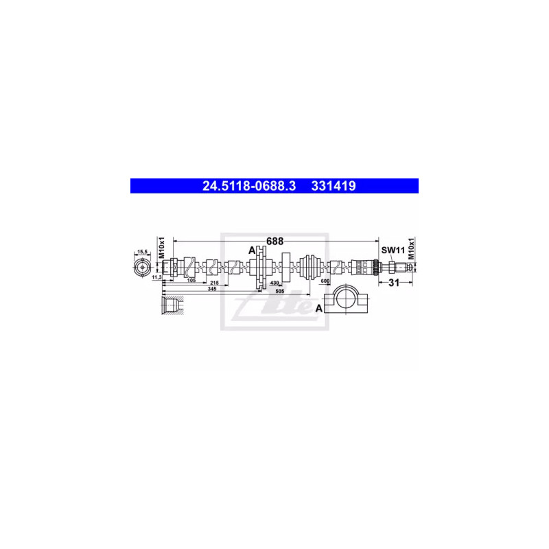 Stabdžių žarnelė  ATE 24.5118-0688.3
