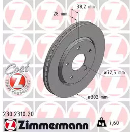 Stabdžių diskas  ZIMMERMANN 230.2310.20