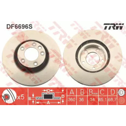 Stabdžių diskas  TRW DF6696S