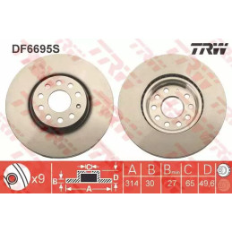 Stabdžių diskas  TRW DF6695S