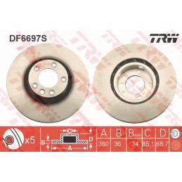 Stabdžių diskas  TRW DF6697S