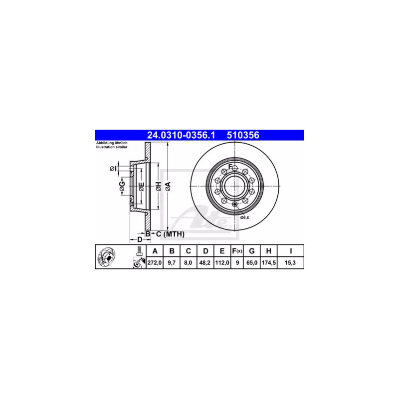 Stabdžių diskas  ATE 24.0310-0356.1