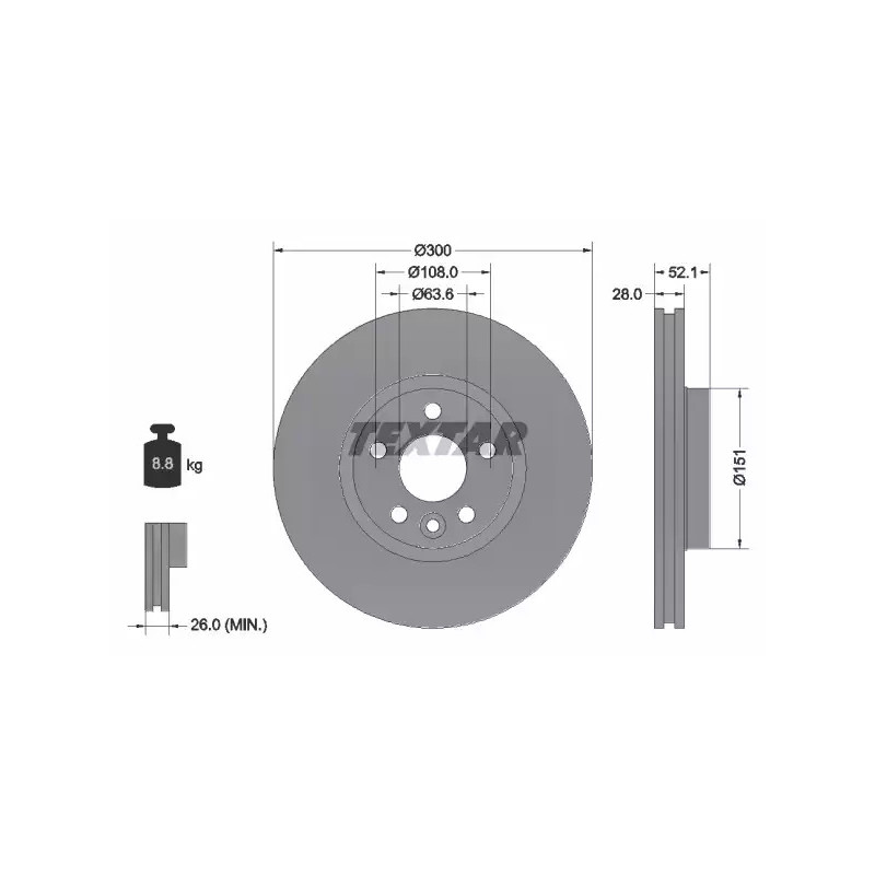 Stabdžių diskas  TEXTAR 92159205