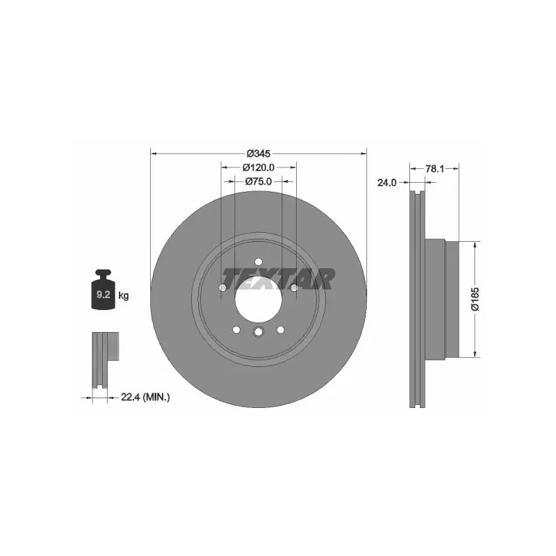 Stabdžių diskas  TEXTAR 92161205