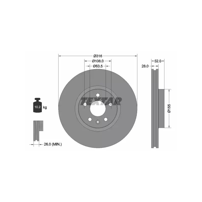 Stabdžių diskas  TEXTAR 92162305