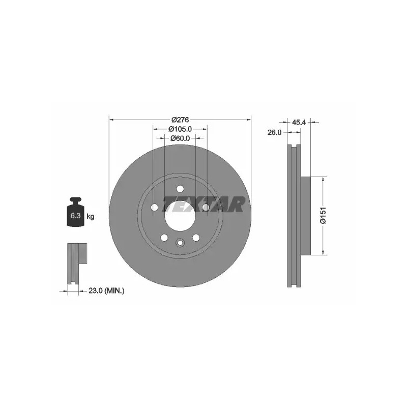 Stabdžių diskas  TEXTAR 92277103