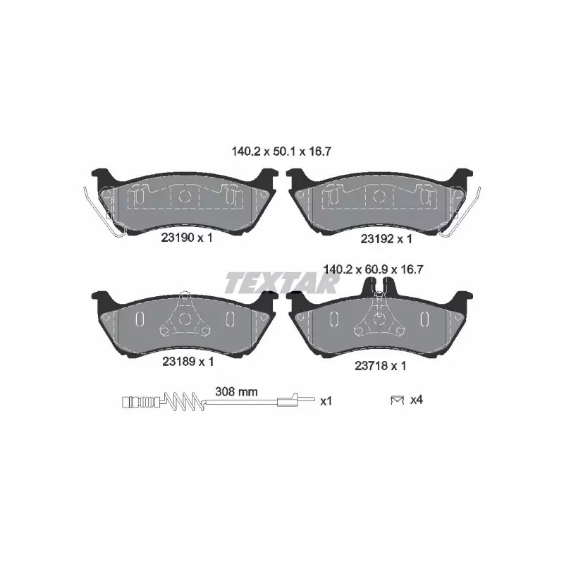 Diskinių stabdžių trinkelių rinkinys  TEXTAR 2319002