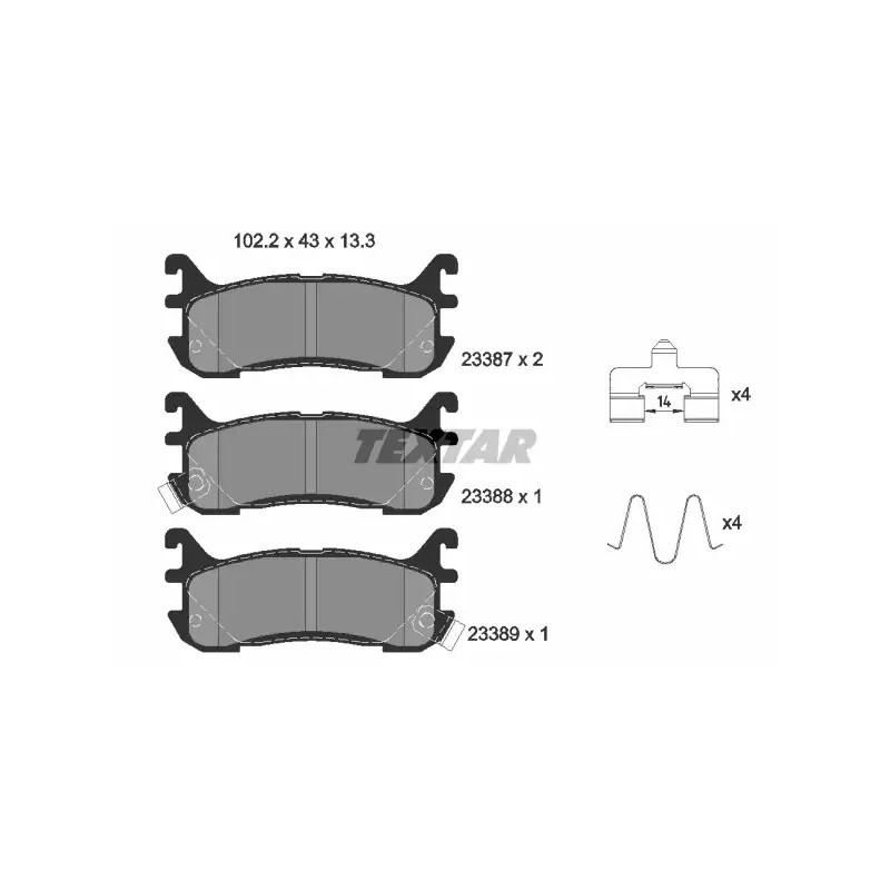 Diskinių stabdžių trinkelių rinkinys  TEXTAR 2338704