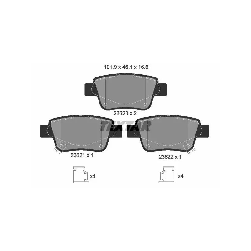 Diskinių stabdžių trinkelių rinkinys  TEXTAR 2362002