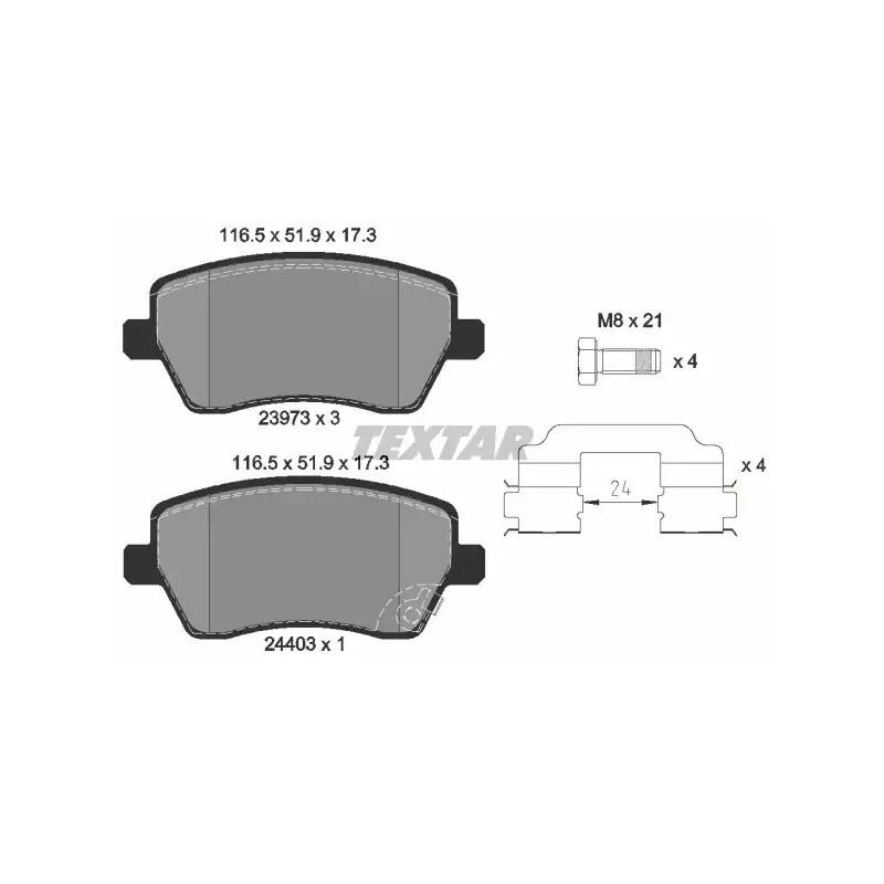 Diskinių stabdžių trinkelių rinkinys  TEXTAR 2397302
