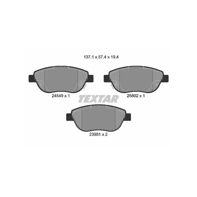 Diskinių stabdžių trinkelių rinkinys  TEXTAR 2454901