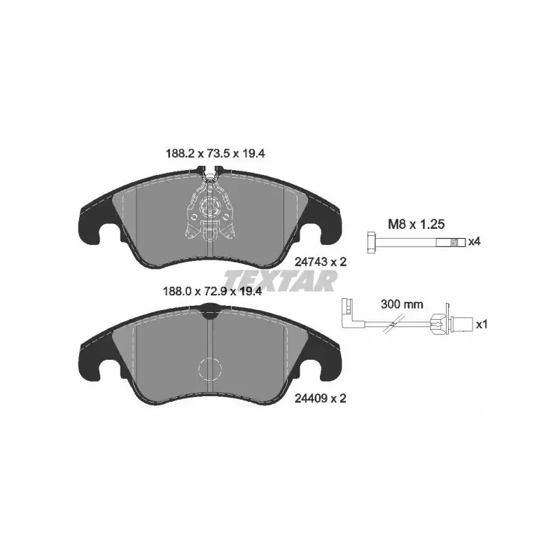 Diskinių stabdžių trinkelių rinkinys  TEXTAR 2474301