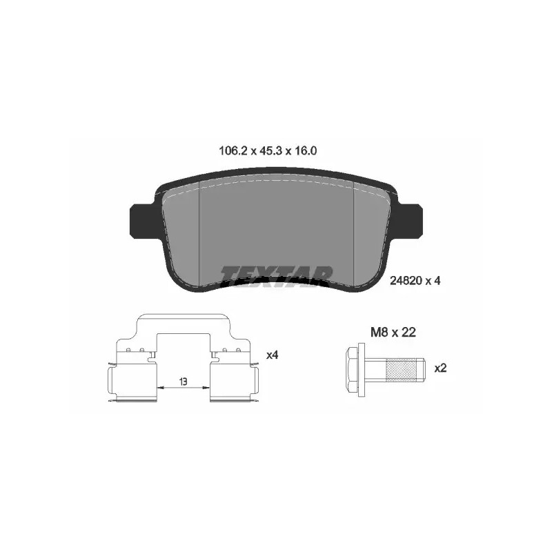 Diskinių stabdžių trinkelių rinkinys  TEXTAR 2482001