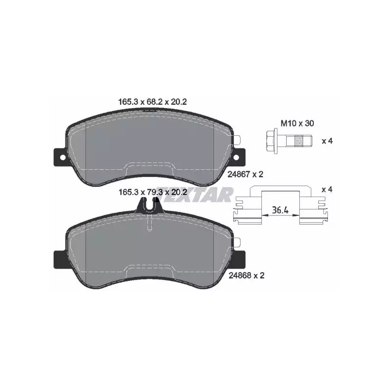 Diskinių stabdžių trinkelių rinkinys  TEXTAR 2486701