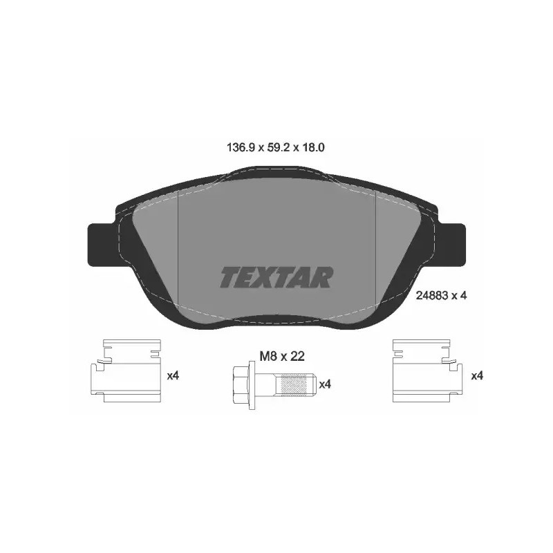 Diskinių stabdžių trinkelių rinkinys  TEXTAR 2488301