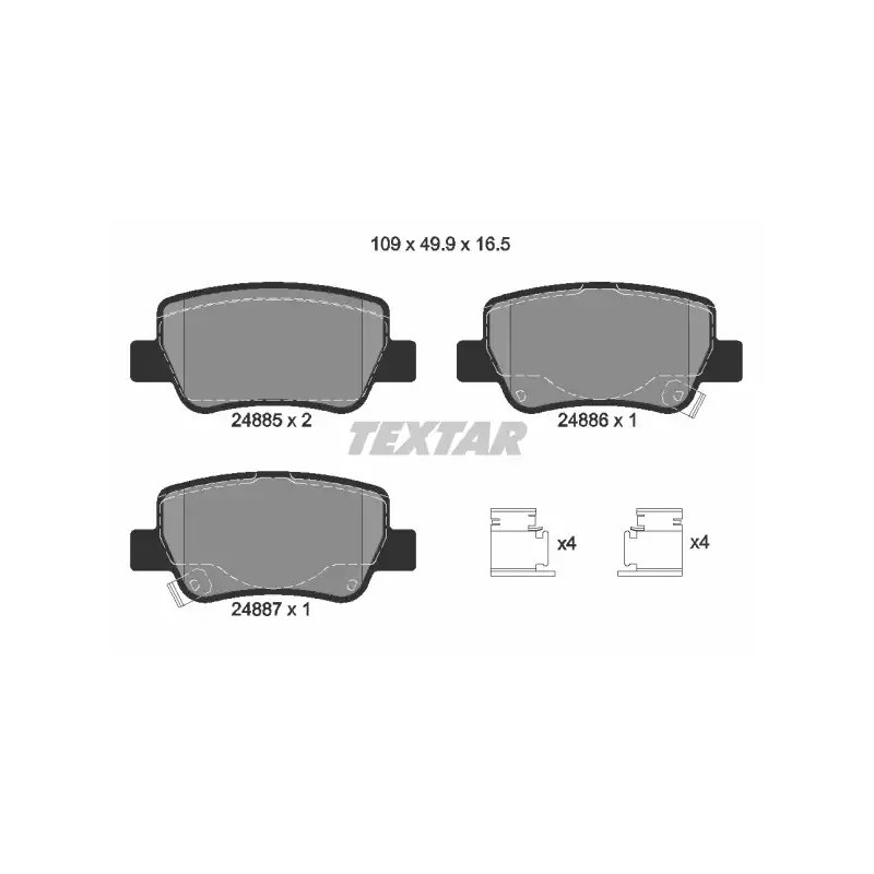 Diskinių stabdžių trinkelių rinkinys  TEXTAR 2488501