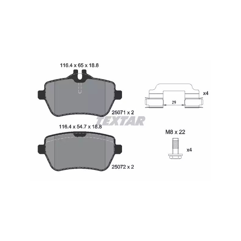 Diskinių stabdžių trinkelių rinkinys  TEXTAR 2507103