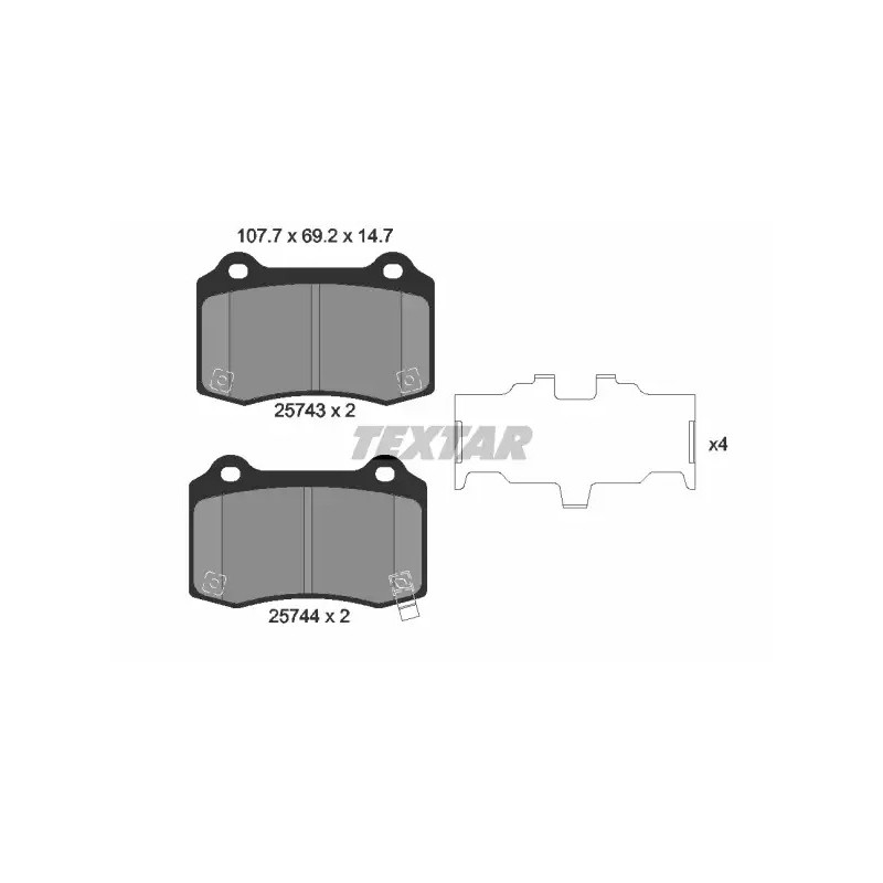 Diskinių stabdžių trinkelių rinkinys  TEXTAR 2574301