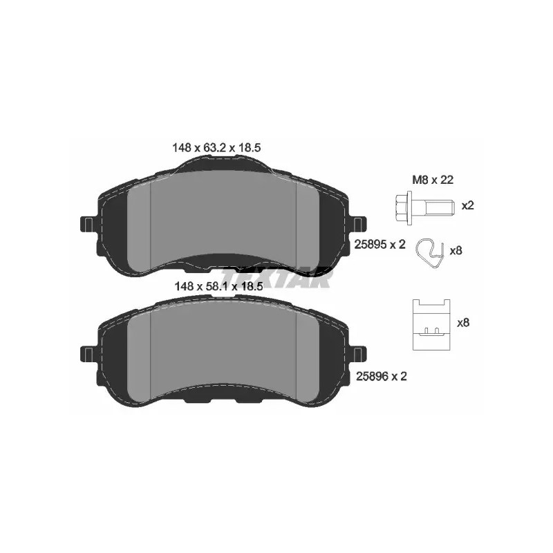 Diskinių stabdžių trinkelių rinkinys  TEXTAR 2589501