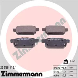 Diskinių stabdžių trinkelių rinkinys  ZIMMERMANN 25258.145.1