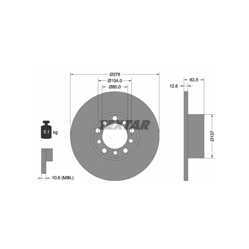 Stabdžių diskas  TEXTAR 92009500