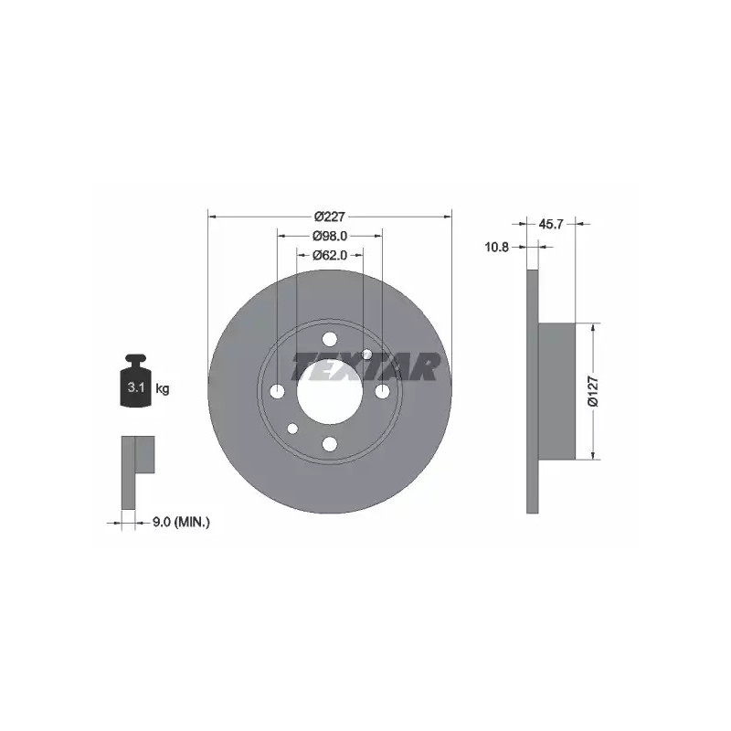 Stabdžių diskas  TEXTAR 92019300