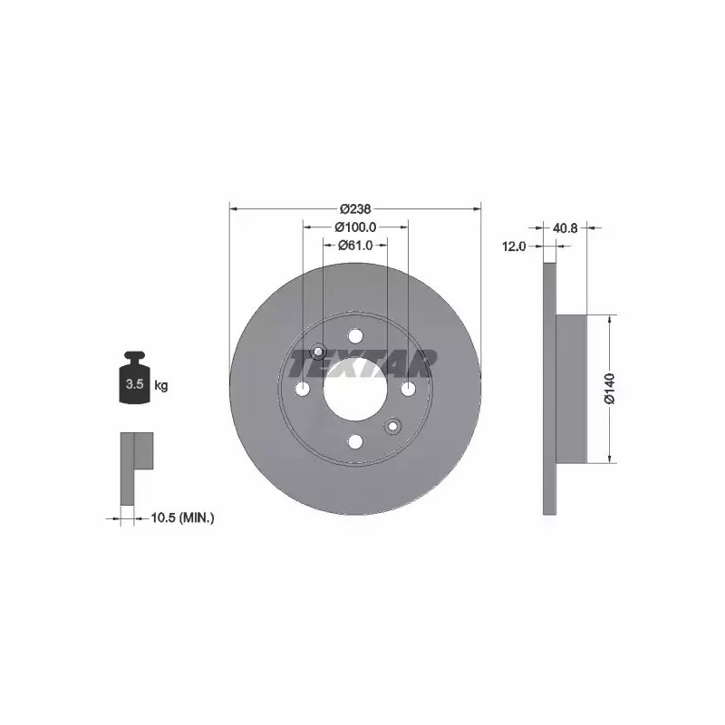 Stabdžių diskas  TEXTAR 92036103