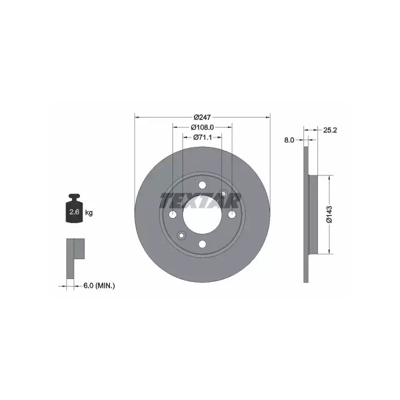 Stabdžių diskas  TEXTAR 92055003