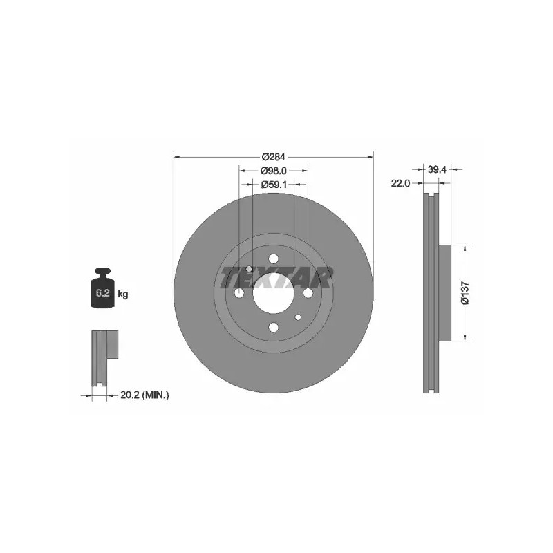 Stabdžių diskas  TEXTAR 92055203