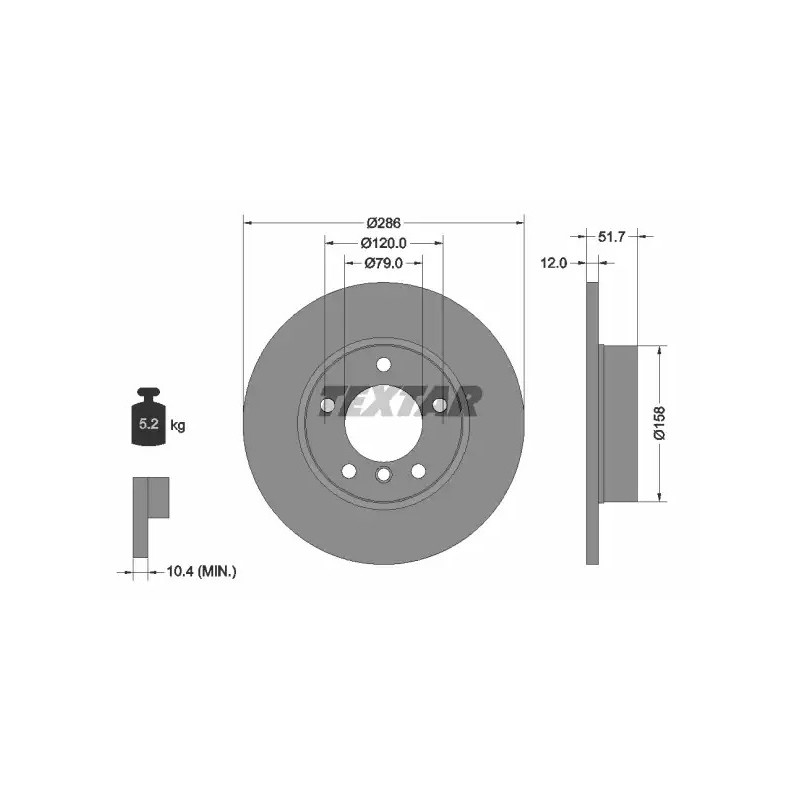 Stabdžių diskas  TEXTAR 92055503