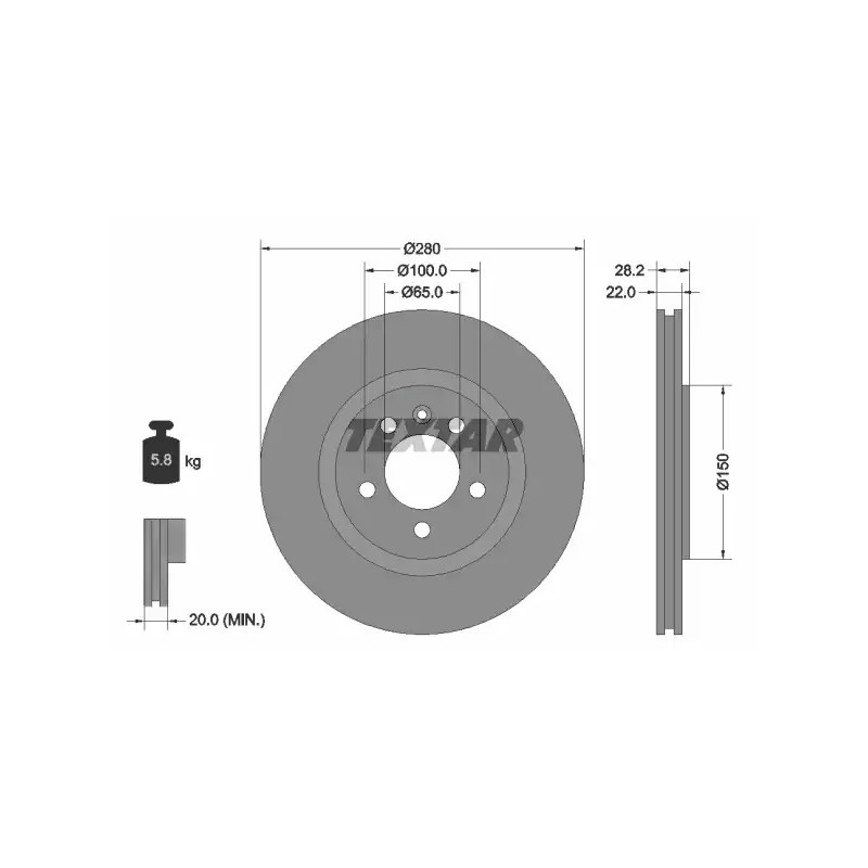 Stabdžių diskas  TEXTAR 92057100