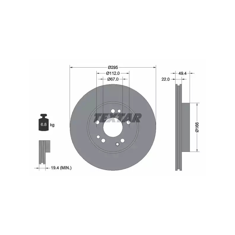 Stabdžių diskas  TEXTAR 92057300