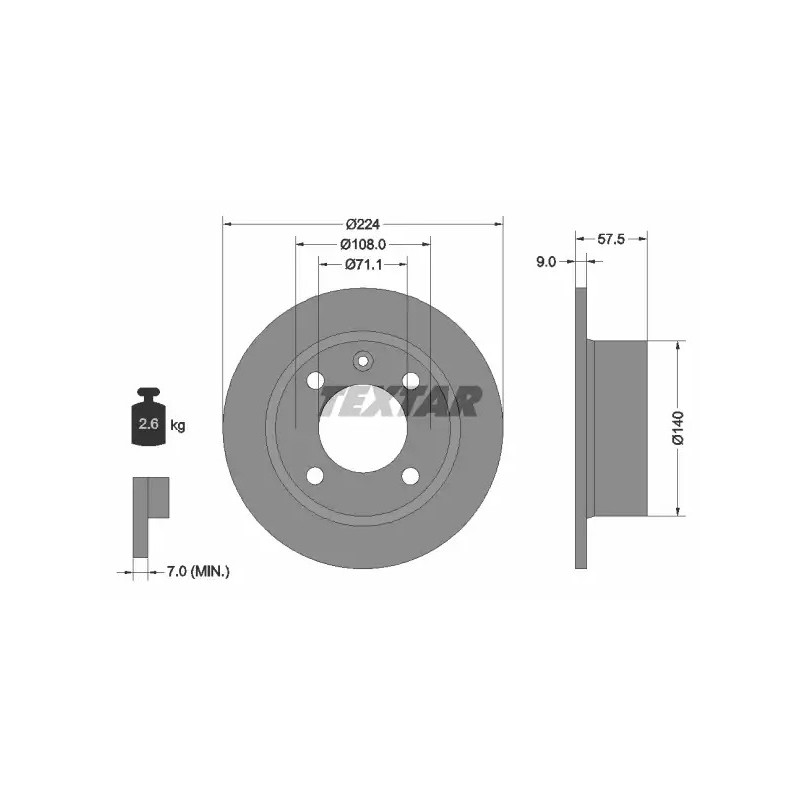 Stabdžių diskas  TEXTAR 92059700