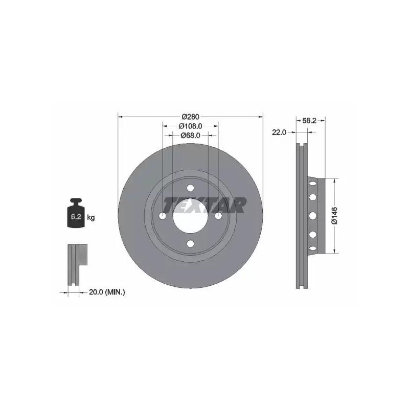 Stabdžių diskas  TEXTAR 92060600