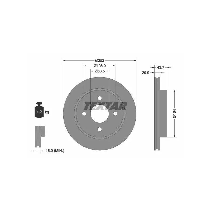Stabdžių diskas  TEXTAR 92063603