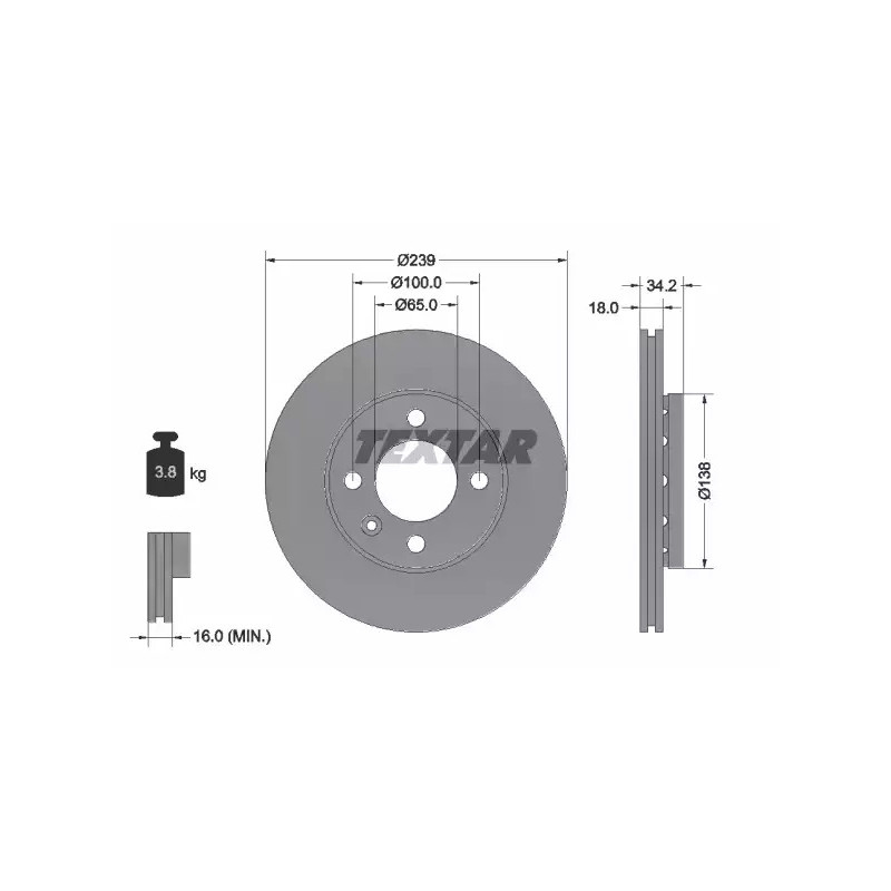 Stabdžių diskas  TEXTAR 92072003