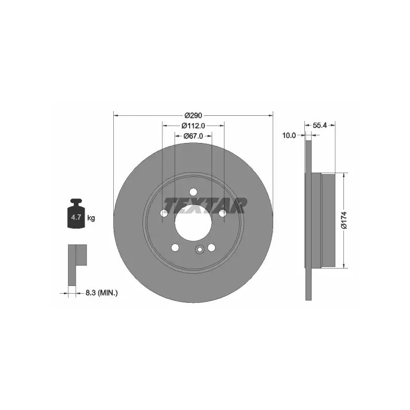 Stabdžių diskas  TEXTAR 92072703