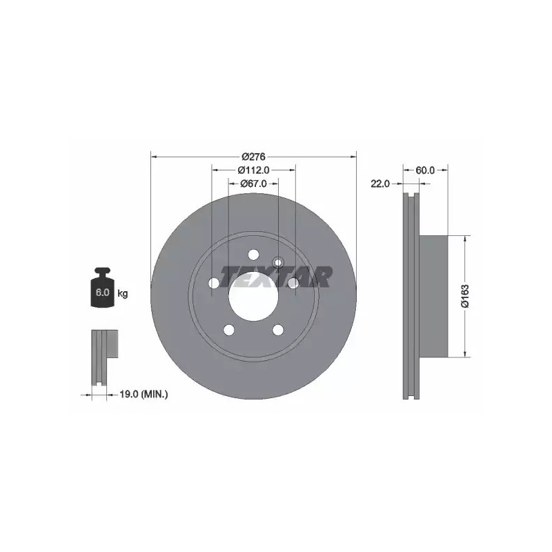 Stabdžių diskas  TEXTAR 92074403