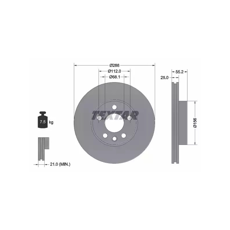 Stabdžių diskas  TEXTAR 92074203