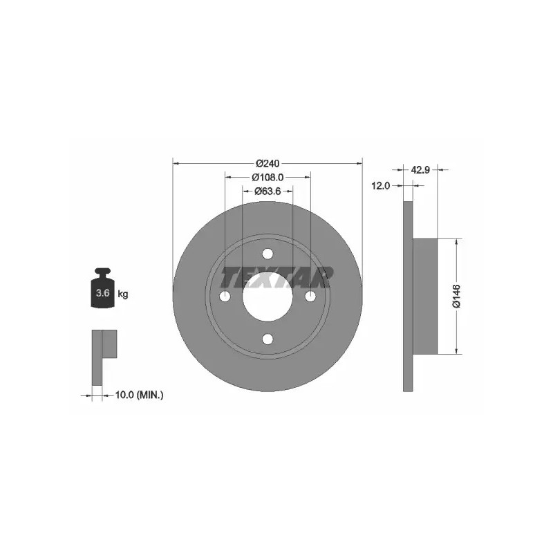 Stabdžių diskas  TEXTAR 92075303