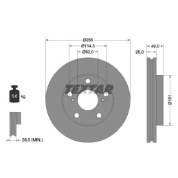 Stabdžių diskas  TEXTAR 92077600