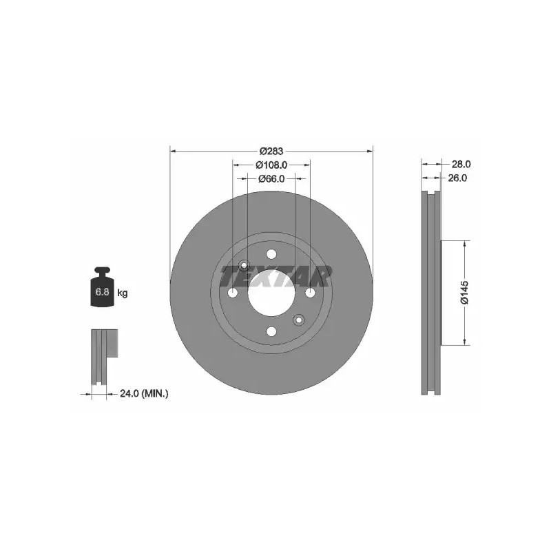 Stabdžių diskas  TEXTAR 92078703