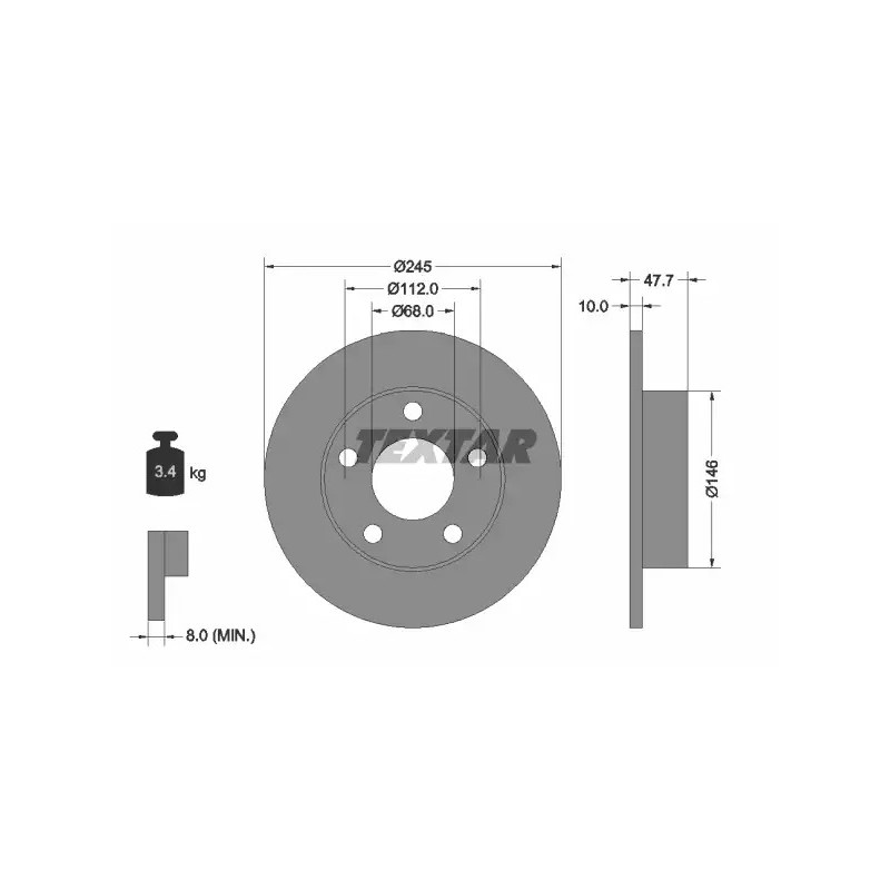 Stabdžių diskas  TEXTAR 92088503